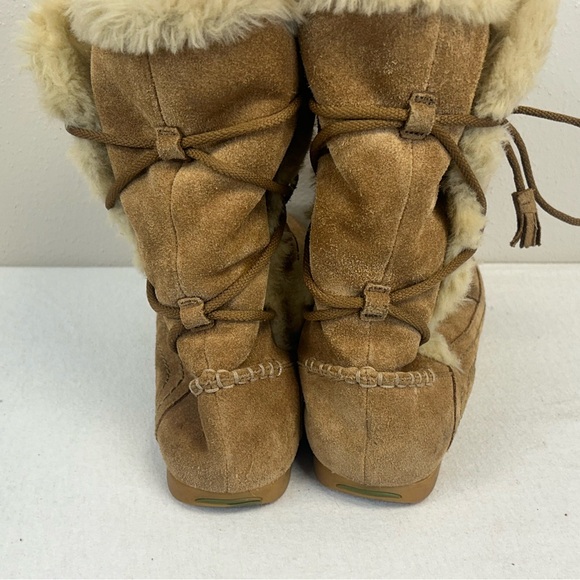 Earth Spirit Size 5 Tan Fur-Lined Winter Boots Leather Faux Fur Winter Fall Boho - Picture 8 of 10